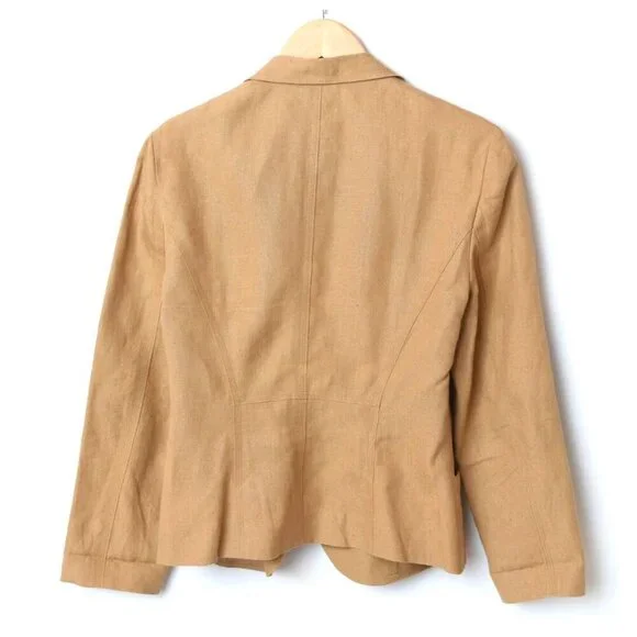 Vintage DKNY Women’s Camel 100% Linen Blazer Jacket Size 8 - Picture 8 of 16